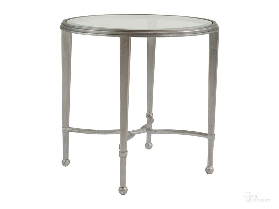 The appearance of Sangiovese Argento Round End Table designed by Artistica Home in the industrial interior design. This argento piece of furniture  was selected by 1StopBedrooms from Sangiovese Collection to add a touch of cosiness and style into your home. Sku: 01-2011-950-46. Product Type: End Table.