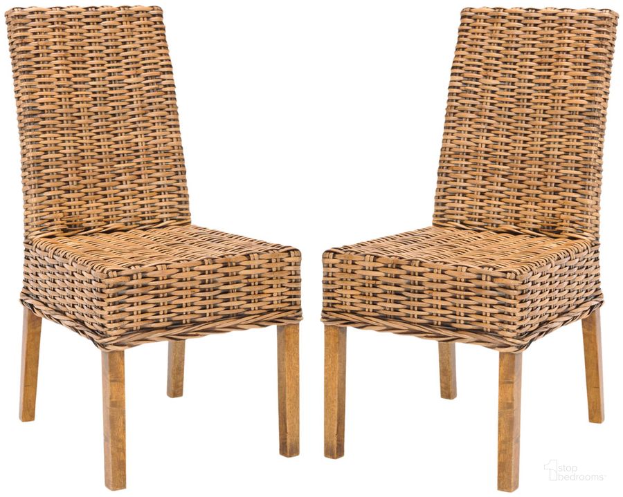 The appearance of Sanibel Brown Rattan Side Chair Set of 2 designed by Safavieh in the transitional interior design. This brown piece of furniture  was selected by 1StopBedrooms from Sanibel Collection to add a touch of cosiness and style into your home. Sku: FOX6504A-SET2. Product Type: Dining Chair. Material: Rattan. Image1