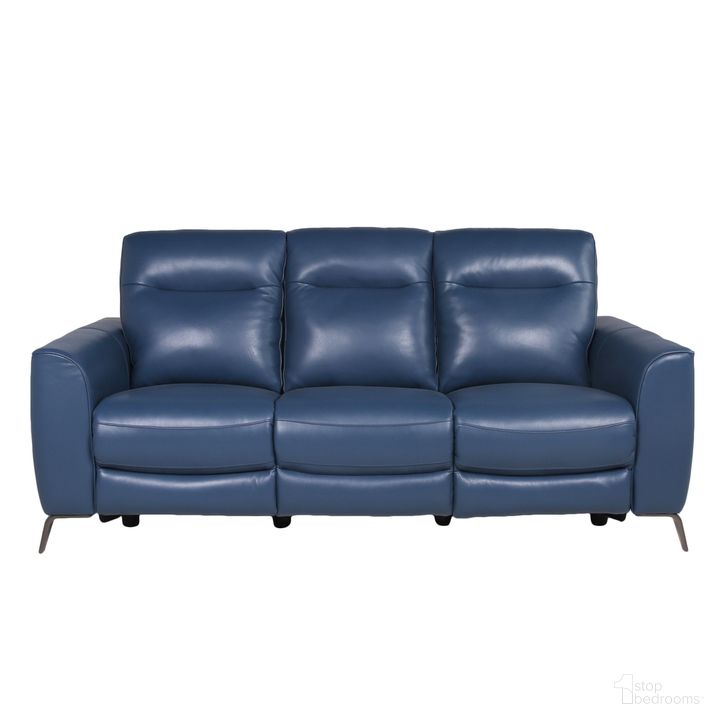 The appearance of Sansa Power Reclining Sofa In Blue designed by Steve Silver in the  interior design. This blue piece of furniture  was selected by 1StopBedrooms from Sansa Collection to add a touch of cosiness and style into your home. Sku: SA850S. Product Type: Reclining Sofa. Material: Plywood. Image1