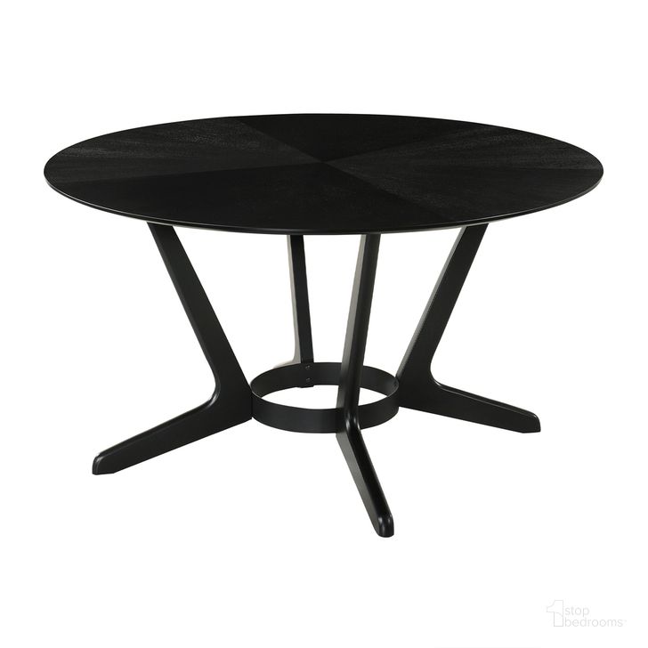 The appearance of Santana Round Wood Dining Table In Black designed by Armen Living in the transitional interior design. This black piece of furniture  was selected by 1StopBedrooms from Santana Collection to add a touch of cosiness and style into your home. Sku: LCSATBLBLK. Table Base Style: Pedestal. Table Top Shape: Round. Material: Wood. Product Type: Dining Table. Size: 54". Image1