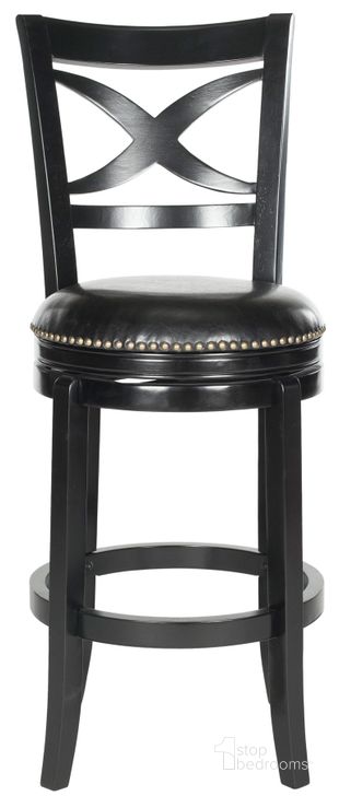 The appearance of Santino Black Bar Stool with Black Seat designed by Safavieh in the modern / contemporary interior design. This black piece of furniture  was selected by 1StopBedrooms from Santino Collection to add a touch of cosiness and style into your home. Sku: FOX7013C. Product Type: Barstool. Material: Iron. Image1