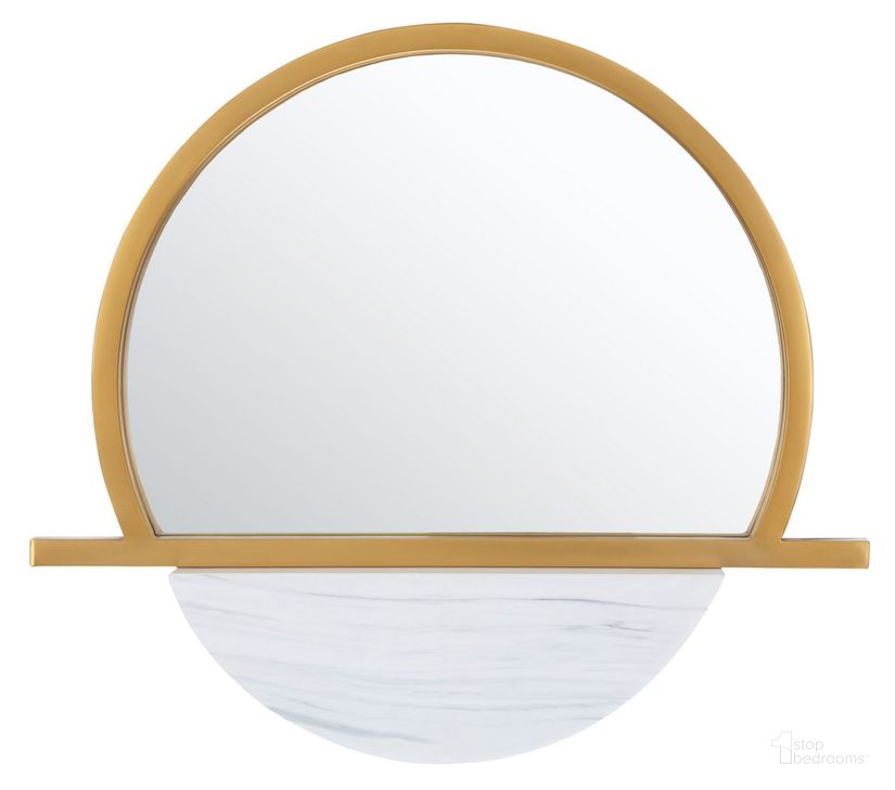 The appearance of Sarada Mirror in Gold and White designed by Safavieh in the modern / contemporary interior design. This gold and white piece of furniture  was selected by 1StopBedrooms from Sarada Collection to add a touch of cosiness and style into your home. Sku: MRR3056A. Product Type: Mirror. Material: Iron. Image1