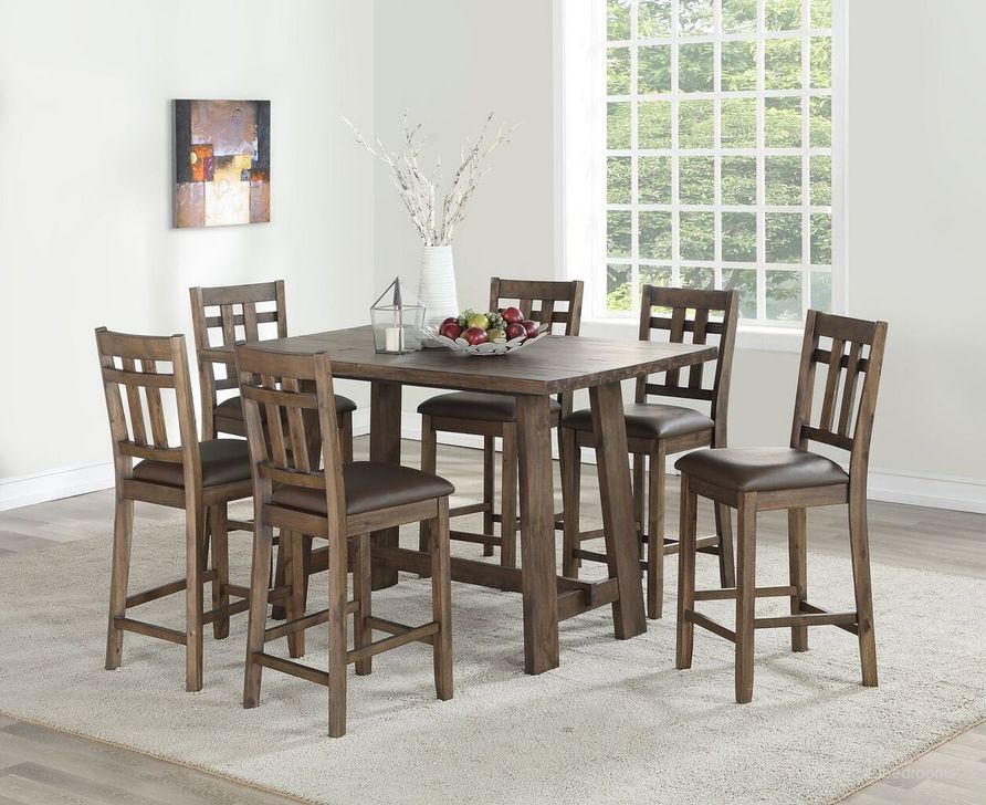 The appearance of Saranac 3PC Dining Room Set In Brown designed by Steve Silver in the  interior design. This brown piece of furniture  was selected by 1StopBedrooms from Saranac Collection to add a touch of cosiness and style into your home. Sku: SA2000;SA2000CC. Product Type: Dining Room Set. Material: Plywood. Image1