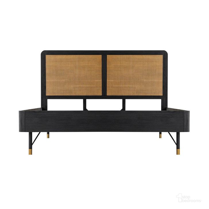 The appearance of Saratoga King Platform Frame Bed In Black Acacia with Rattan Headboard designed by Armen Living in the transitional interior design. This black piece of furniture  was selected by 1StopBedrooms from Saratoga Collection to add a touch of cosiness and style into your home. Sku: LCSRBDBLKGBX1;LCSRBDBLKGBX2;LCSRBDBLKGBX3. Bed Type: Platform Bed. Material: Wood. Product Type: Platform Bed. Bed Size: King. Image1