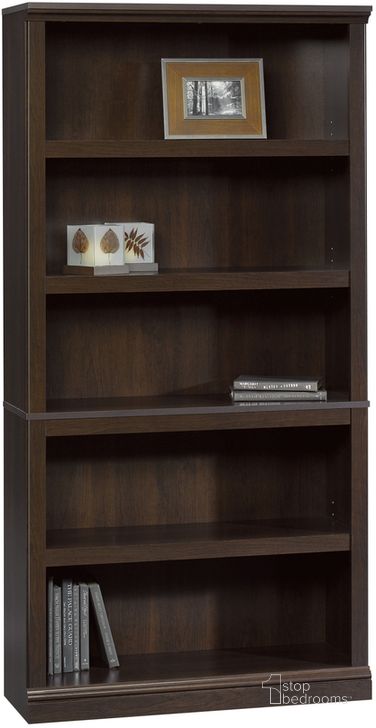 The appearance of Sauder Select 5-Shelf Bookcase In Cinnamon Cherry designed by Sauder in the transitional interior design. This cinnamon cherry piece of furniture  was selected by 1StopBedrooms from Sauder Select Collection to add a touch of cosiness and style into your home. Sku: 410174. Product Type: Bookcase. Material: Engineered Wood. Image1