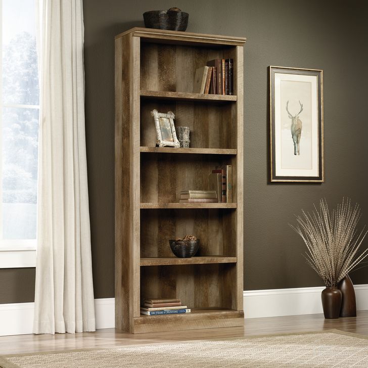 The appearance of Sauder Select 5-Shelf Bookcase In Craftsman Oak designed by Sauder in the country / farmhouse interior design. This craftsman oak piece of furniture  was selected by 1StopBedrooms from Sauder Select Collection to add a touch of cosiness and style into your home. Sku: 417223. Product Type: Bookcase. Material: Engineered Wood. Image1