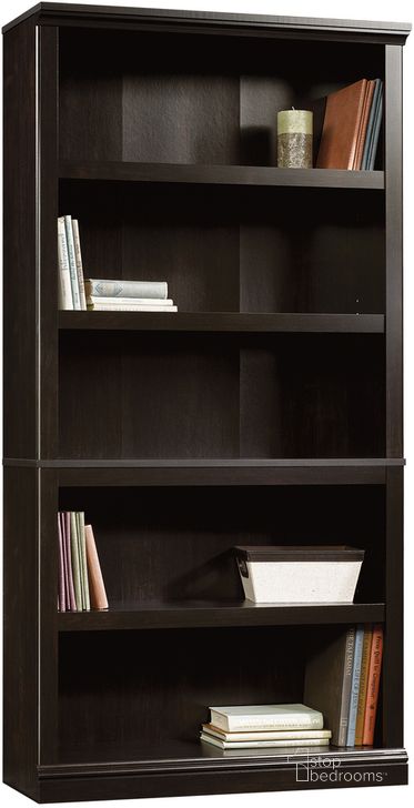 The appearance of Sauder Select 5-Shelf Bookcase In Estate Black designed by Sauder in the transitional interior design. This estate black piece of furniture  was selected by 1StopBedrooms from Sauder Select Collection to add a touch of cosiness and style into your home. Sku: 414235. Product Type: Bookcase. Material: Engineered Wood. Image1