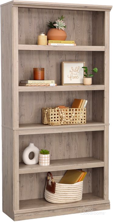 The appearance of Sauder Select 5-Shelf Bookcase In Laurel Oak designed by Sauder in the transitional interior design. This laurel oak piece of furniture  was selected by 1StopBedrooms from Sauder Select Collection to add a touch of cosiness and style into your home. Sku: 434823. Product Type: Bookcase. Material: Engineered Wood. Image1