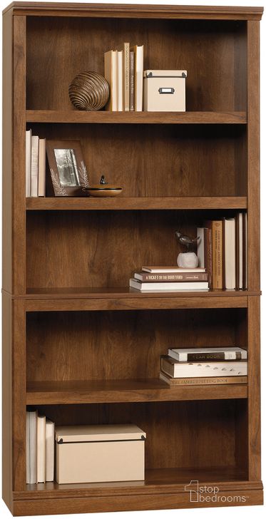 The appearance of Sauder Select 5-Shelf Bookcase In Oiled Oak designed by Sauder in the transitional interior design. This oiled oak piece of furniture  was selected by 1StopBedrooms from Sauder Select Collection to add a touch of cosiness and style into your home. Sku: 410367. Product Type: Bookcase. Material: Engineered Wood. Image1