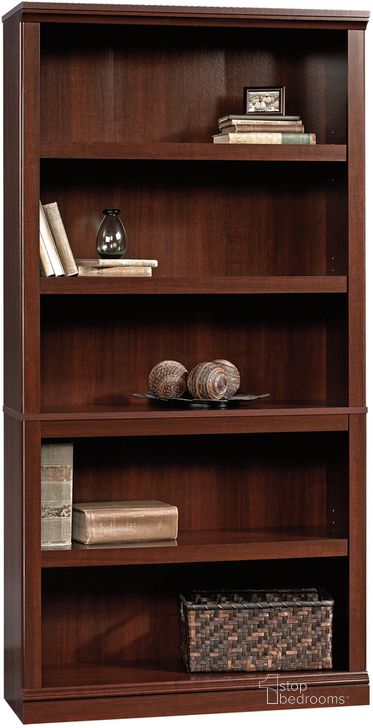 The appearance of Sauder Select 5-Shelf Bookcase In Select Cherry designed by Sauder in the transitional interior design. This select cherry piece of furniture  was selected by 1StopBedrooms from Sauder Select Collection to add a touch of cosiness and style into your home. Sku: 412835. Product Type: Bookcase. Material: Engineered Wood. Image1