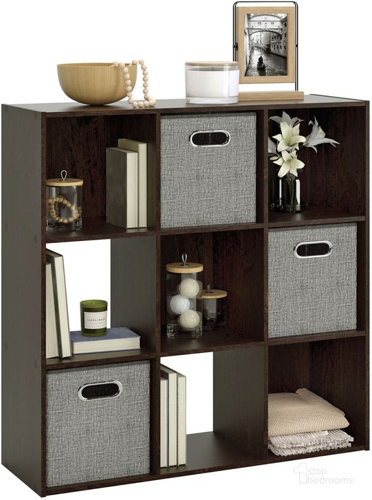 The appearance of Sauder Select 9-Cube Organizer In Cinnamon Cherry designed by Sauder in the transitional interior design. This cinnamon cherry piece of furniture  was selected by 1StopBedrooms from Sauder Select Collection to add a touch of cosiness and style into your home. Sku: 426489. Product Type: Storage and Organization. Material: Engineered Wood. Image1