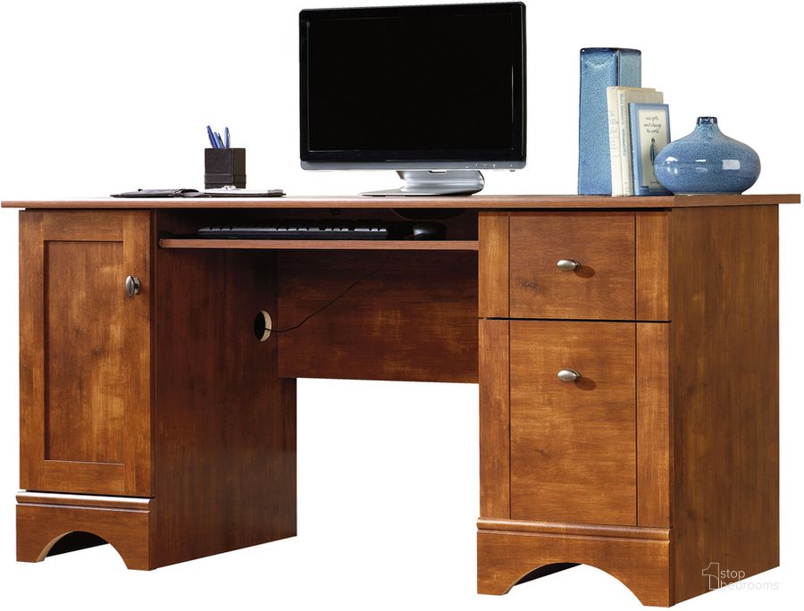 The appearance of Sauder Select Computer Desk In Brushed Maple designed by Sauder in the transitional interior design. This brushed maple piece of furniture  was selected by 1StopBedrooms from Sauder Select Collection to add a touch of cosiness and style into your home. Sku: 402375. Product Type: Computer Desk. Material: Engineered Wood. Image1