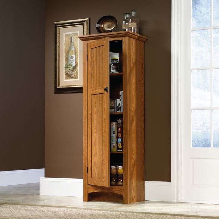 The appearance of Sauder Select Pantry In Carolina Oak designed by Sauder in the country / farmhouse interior design. This carolina oak piece of furniture  was selected by 1StopBedrooms from Sauder Select Collection to add a touch of cosiness and style into your home. Sku: 401867. Product Type: Cabinet. Material: Engineered Wood. Image1