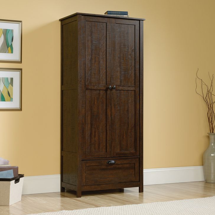The appearance of Sauder Select Storage Cabinet In Walnut designed by Sauder in the transitional interior design. This walnut piece of furniture  was selected by 1StopBedrooms from Sauder Select Collection to add a touch of cosiness and style into your home. Sku: 419869. Product Type: Storage Cabinet. Material: Engineered Wood. Image1