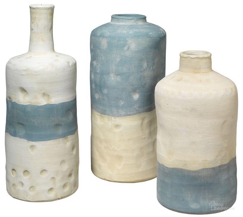 The appearance of Sedona Vessels (set of 3) designed by Jamie Young Company in the coastal interior design. This blue piece of furniture  was selected by 1StopBedrooms from Sedona Collection to add a touch of cosiness and style into your home. Sku: 7SEDO-VEBL. Product Type: Decor. Material: Ceramic. Image1