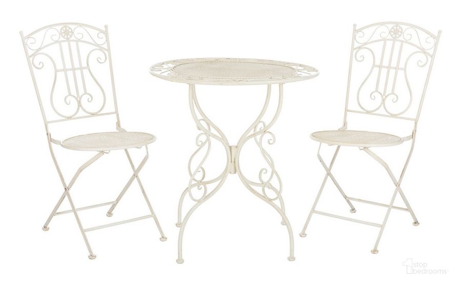 The appearance of Semly 3Pcs Bistro Setting PAT5028A designed by Safavieh in the modern / contemporary interior design. This pearl white piece of furniture  was selected by 1StopBedrooms from Semly Collection to add a touch of cosiness and style into your home. Sku: PAT5028A. Product Type: Bistro & Pub Set. Material: Iron. Image1
