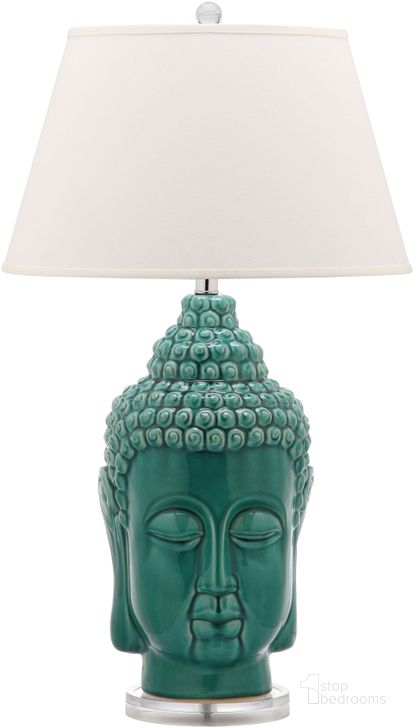 The appearance of Serenity Blue Buddha Lamp with White Shade Set of 2 designed by Safavieh in the modern / contemporary interior design. This blue piece of furniture  was selected by 1StopBedrooms from Safavieh LIT Collection to add a touch of cosiness and style into your home. Sku: LIT4162B-SET2. Product Type: Table Lamp. Image1