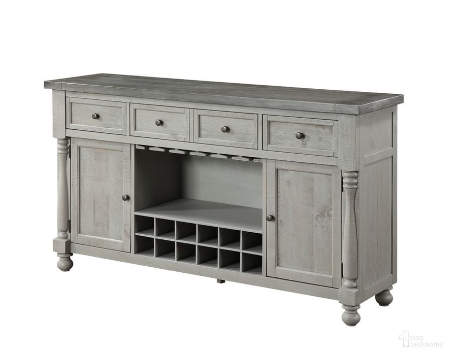 The appearance of Server In Distressed Gray designed by Avalon Furniture in the transitional interior design. This distressed gray piece of furniture  was selected by 1StopBedrooms from Lorraine Collection to add a touch of cosiness and style into your home. Sku: D00622 S. Product Type: Server. Material: Solid Pine. Image1