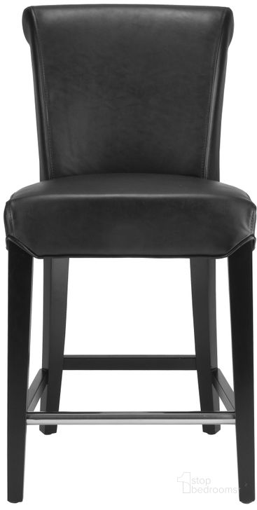 The appearance of Seth Black Leather Counter Stool designed by Safavieh in the traditional interior design. This black piece of furniture  was selected by 1StopBedrooms from Seth Collection to add a touch of cosiness and style into your home. Sku: MCR4509A. Material: Wood. Product Type: Barstool. Image1