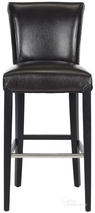 The appearance of Seth Brown Leather Bar Stool designed by Safavieh in the traditional interior design. This brown piece of furniture  was selected by 1StopBedrooms from Seth Collection to add a touch of cosiness and style into your home. Sku: MCR4510B. Product Type: Barstool. Material: Stainless Steel. Image1