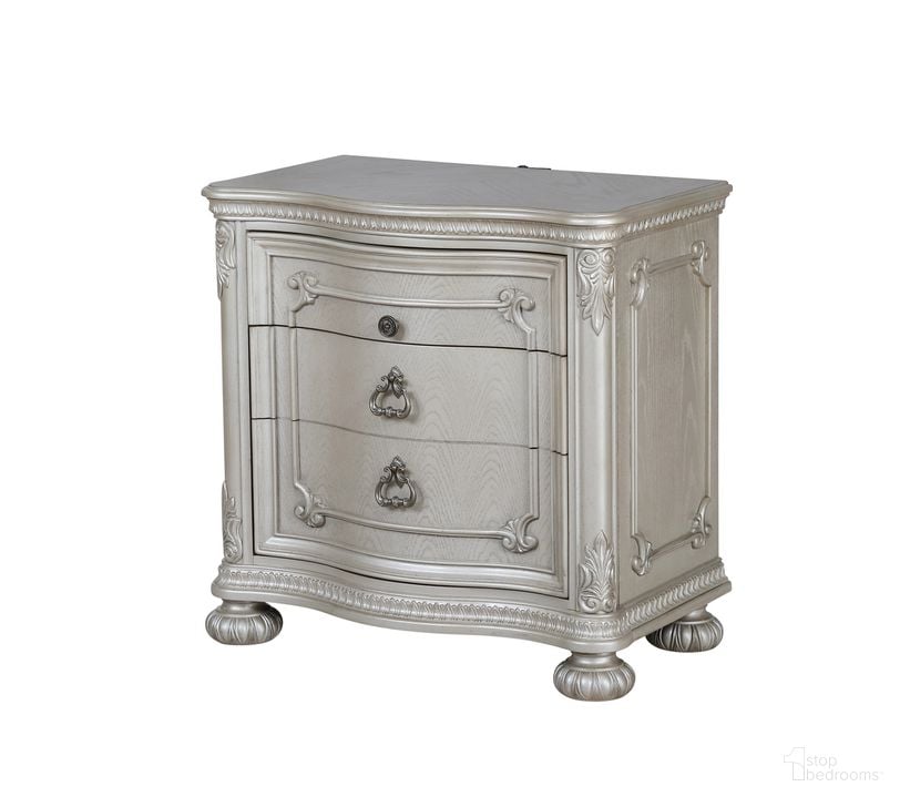 The appearance of Seville Nightstand with USB and LED In Translucent Pearl designed by Avalon Furniture in the traditional interior design. This pearl piece of furniture  was selected by 1StopBedrooms from Seville Collection to add a touch of cosiness and style into your home. Sku: B02333 N. Product Type: Nightstand. Material: Rubberwood. Image1