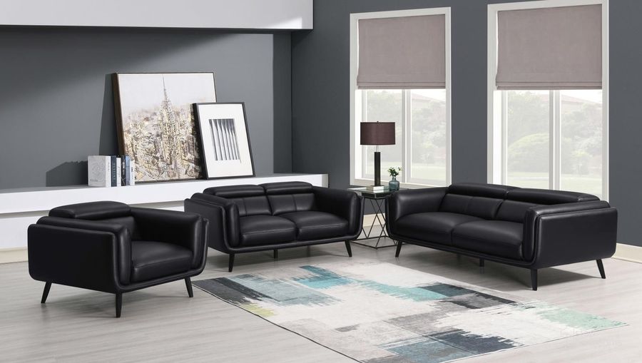 The appearance of Shania Black Living Room Set designed by Coaster in the modern / contemporary interior design. This black piece of furniture  was selected by 1StopBedrooms from Shania Collection to add a touch of cosiness and style into your home. Sku: 509921;509922. Material: Wood. Product Type: Living Room Set. Image1