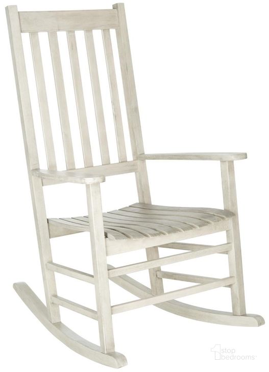 The appearance of Shasta White Wash Rocking Chair designed by Safavieh in the country / farmhouse interior design. This white wash piece of furniture  was selected by 1StopBedrooms from Shasta Collection to add a touch of cosiness and style into your home. Sku: PAT7002C. Material: Steel. Product Type: Living Room Chair. Image1