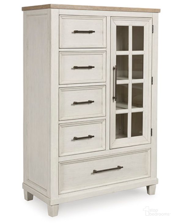 The appearance of Shaybrock Door Chest In White and Brown designed by Signature Design by Ashley in the transitional interior design. This white/brown piece of furniture  was selected by 1StopBedrooms from Shaybrock Collection to add a touch of cosiness and style into your home. Sku: B683-48. Product Type: Chest.