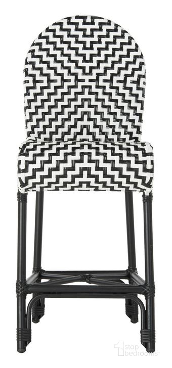 The appearance of Shea Black and White Indoor Outdoor Counter Stool designed by Safavieh in the modern / contemporary interior design. This black and white piece of furniture  was selected by 1StopBedrooms from Safavieh PAT Collection to add a touch of cosiness and style into your home. Sku: PAT4020A. Product Type: Barstool. Material: Aluminium. Image1