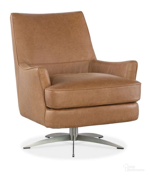 The appearance of Sheridan Swivel Chair In Brown designed by Hooker in the modern / contemporary interior design. This brown piece of furniture  was selected by 1StopBedrooms from CC Collection to add a touch of cosiness and style into your home. Sku: CC715-SW-080. Material: Leather. Product Type: Swivel Chair. Image1