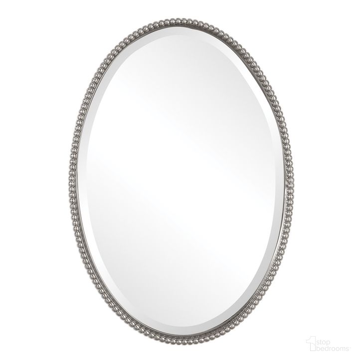 The appearance of Sherise Oval Mirror In Brushed Nickel designed by Uttermost in the modern / contemporary interior design. This brushed nickel piece of furniture  was selected by 1StopBedrooms from Sherise Collection to add a touch of cosiness and style into your home. Sku: 01102 B. Material: Metal. Product Type: Accent Mirror. Image1