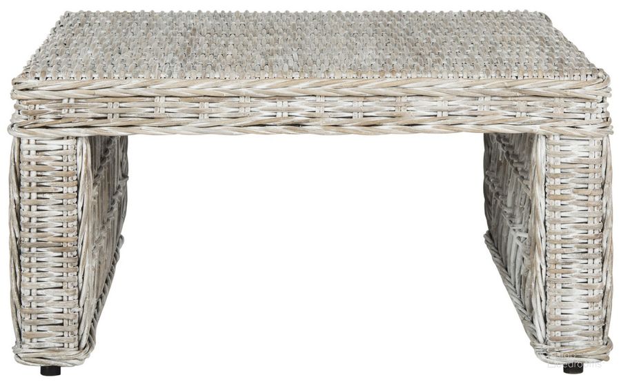 The appearance of Shila White Wash Wicker Coffee Table designed by Safavieh in the transitional interior design. This washed white piece of furniture  was selected by 1StopBedrooms from Safavieh SEA Collection to add a touch of cosiness and style into your home. Sku: SEA7031A. Product Type: Coffee Table. Material: Rattan. Image1