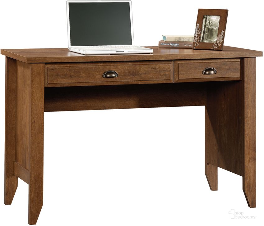 The appearance of Shoal Creek Computer Desk In Oiled Oak designed by Sauder in the transitional interior design. This oiled oak piece of furniture  was selected by 1StopBedrooms from Shoal Creek Collection to add a touch of cosiness and style into your home. Sku: 410416. Product Type: Computer Desk. Material: Engineered Wood. Image1