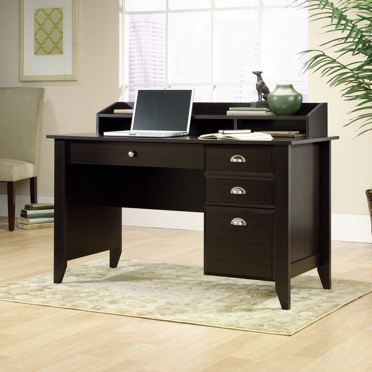 The appearance of Shoal Creek Desk In Jamocha Wood designed by Sauder in the transitional interior design. This jamocha wood piece of furniture  was selected by 1StopBedrooms from Shoal Creek Collection to add a touch of cosiness and style into your home. Sku: 409733. Product Type: Desk. Material: Engineered Wood. Image1