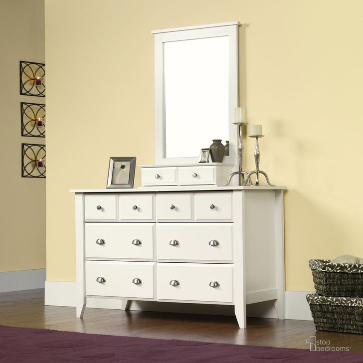 The appearance of Shoal Creek Dresser In Soft White designed by Sauder in the transitional interior design. This soft white piece of furniture  was selected by 1StopBedrooms from Shoal Creek Collection to add a touch of cosiness and style into your home. Sku: 411201. Product Type: Dresser. Material: Engineered Wood. Image1