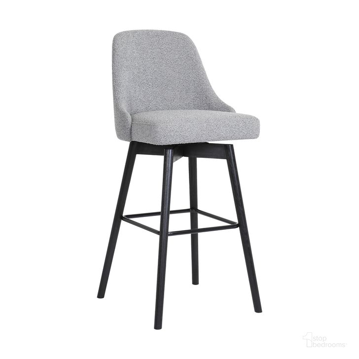 The appearance of Sicily 26 Inch Swivel Black Wood Counter Stool In Light Gray Fabric designed by Armen Living in the modern / contemporary interior design. This light gray piece of furniture  was selected by 1StopBedrooms from Sicily Collection to add a touch of cosiness and style into your home. Sku: LCSIBABLKGRYF26. Material: Wood. Product Type: Barstool. Image1