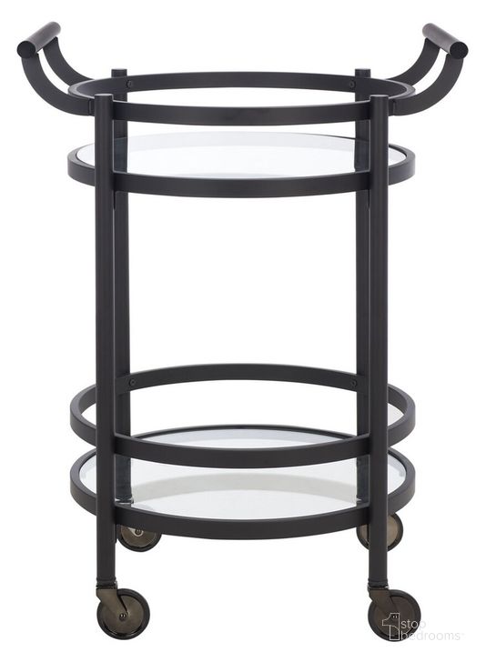 The appearance of Sienna 2 Tier Round Bar Cart in Matte Black designed by Safavieh in the modern / contemporary interior design. This matte black piece of furniture  was selected by 1StopBedrooms from Sienna Collection to add a touch of cosiness and style into your home. Sku: BCT8001E. Material: Metal. Product Type: Bar Cart. Image1