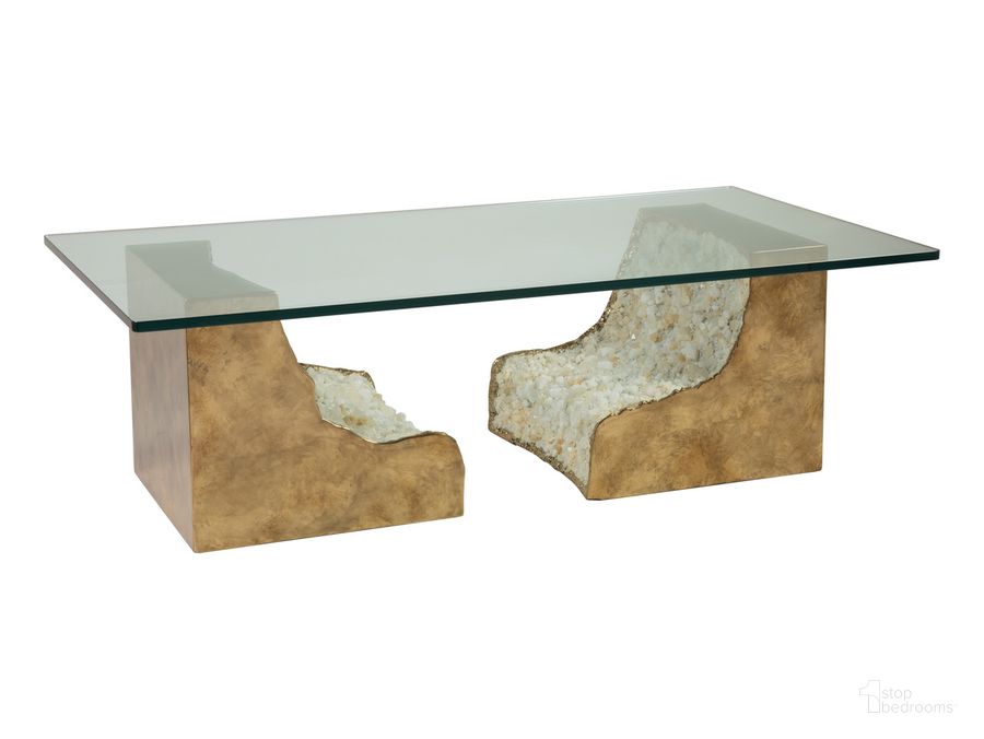 The appearance of Signature Designs Bronze And White Apricity Rectangular Cocktail Table designed by Artistica Home in the modern / contemporary interior design. This white and gold piece of furniture  was selected by 1StopBedrooms from Signature Designs Collection to add a touch of cosiness and style into your home. Sku: 01-2181-945C. Product Type: Cocktail Table. Image1