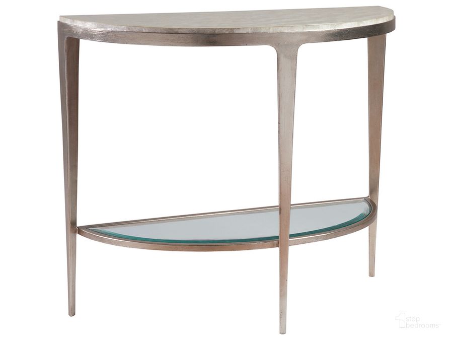 The appearance of Signature Designs Champagne Foil Gravitas Console designed by Artistica Home in the transitional interior design. This gray piece of furniture  was selected by 1StopBedrooms from Signature Designs Collection to add a touch of cosiness and style into your home. Sku: 01-2050-966C. Product Type: Accent Chest. Image1