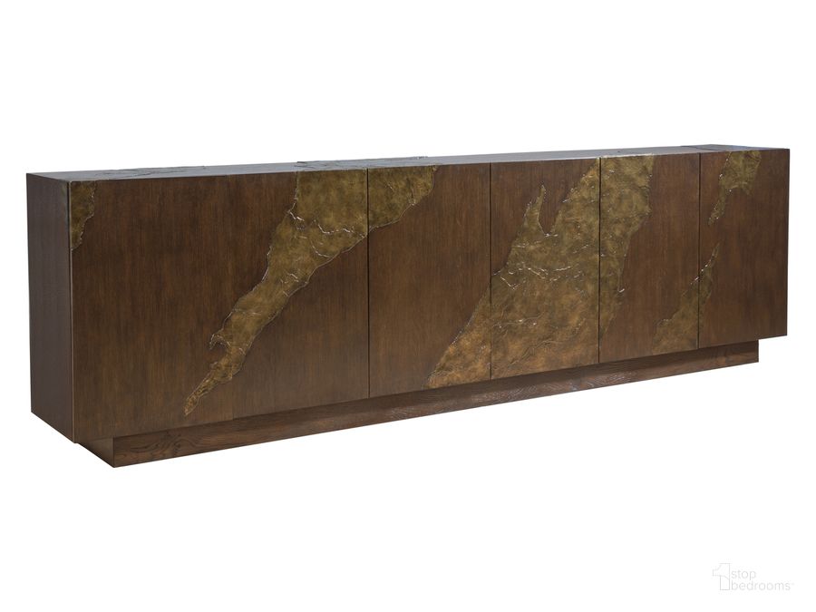The appearance of Signature Designs Contango Long Media Console In Dark Brown designed by Artistica Home in the modern / contemporary interior design. This dark brown piece of furniture  was selected by 1StopBedrooms from Signature Designs Collection to add a touch of cosiness and style into your home. Sku: 01-2340-908. Material: Wood. Product Type: Media Console. Image1