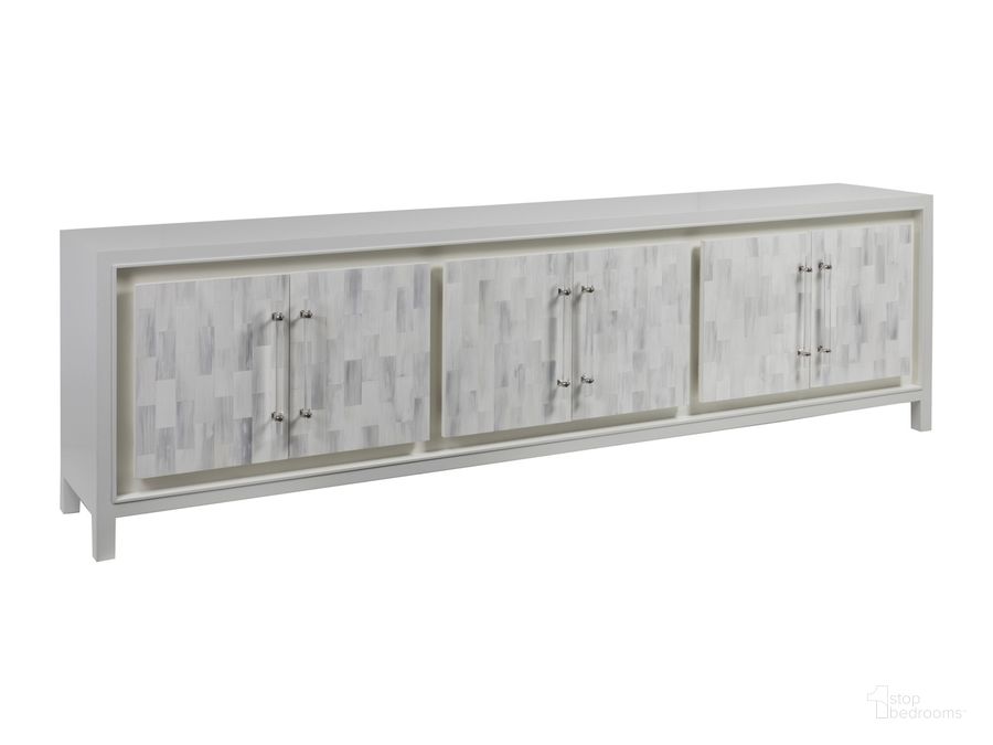 The appearance of Signature Designs Elation White Long Media Console designed by Artistica Home in the modern / contemporary interior design. This white piece of furniture  was selected by 1StopBedrooms from Signature Designs Collection to add a touch of cosiness and style into your home. Sku: 01-2267-908. Product Type: Media Console. Image1