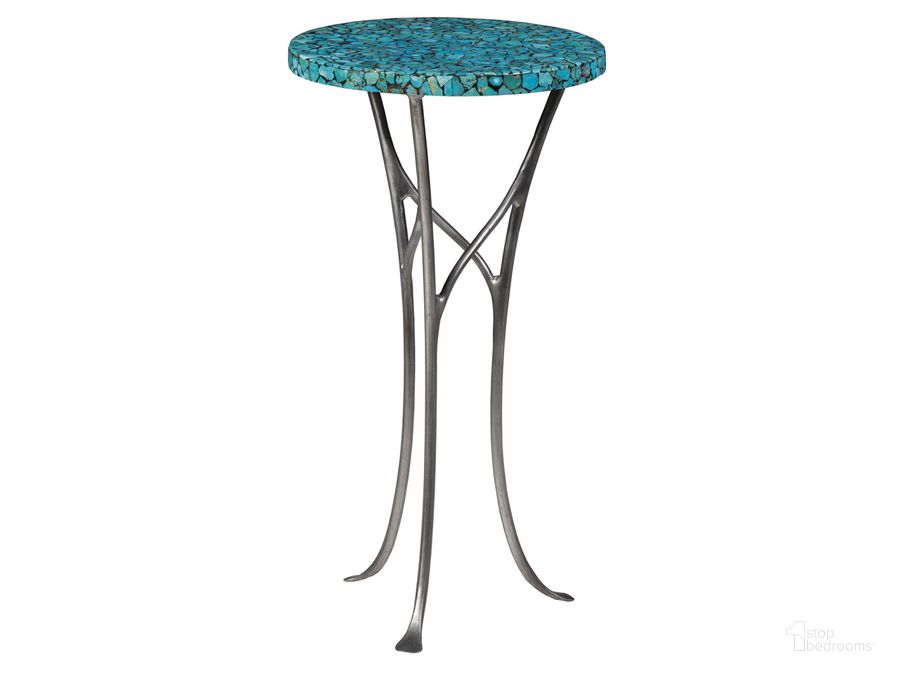 The appearance of Signature Designs Isidora Turquoise Spot Table designed by Artistica Home in the transitional interior design. This blue piece of furniture  was selected by 1StopBedrooms from Signature Designs Collection to add a touch of cosiness and style into your home. Sku: 01-2134-951. Product Type: End Table. Image1