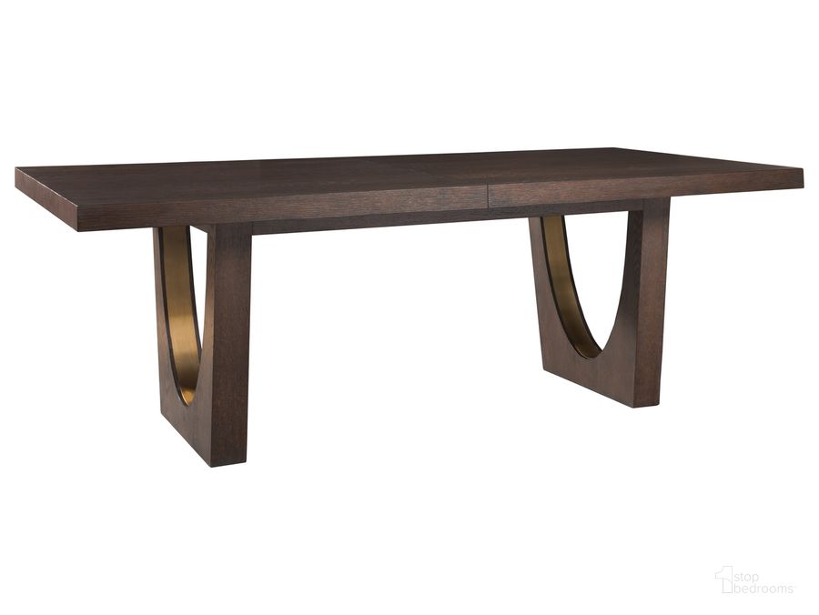The appearance of Signature Designs Rich Brown And Dark Glaze Verbatim Rectangular Extendable Dining Table designed by Artistica Home in the modern / contemporary interior design. This brown and gold piece of furniture  was selected by 1StopBedrooms from Signature Designs Collection to add a touch of cosiness and style into your home. Sku: 01-2170-877. Table Base Style: Double Pedestal. Product Type: Dining Table. Table Top Shape: Rectangular. Size: 88". Image1