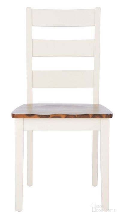 The appearance of Silio Ladder Back Dining Chair Set of 2 in White and Natural designed by Safavieh in the country / farmhouse interior design. This white/natural piece of furniture  was selected by 1StopBedrooms from Silio Collection to add a touch of cosiness and style into your home. Sku: DCH9213A-SET2. Material: Wood. Product Type: Dining Chair. Image1