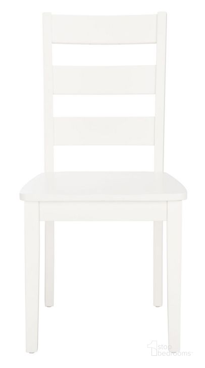 The appearance of Silio Ladder Back Dining Chair Set of 2 in White designed by Safavieh in the country / farmhouse interior design. This white piece of furniture  was selected by 1StopBedrooms from Silio Collection to add a touch of cosiness and style into your home. Sku: DCH9213B-SET2. Material: Wood. Product Type: Dining Chair. Image1