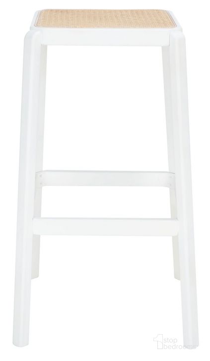 The appearance of Silus Backless Cane Bar Stool in White and Natural designed by Safavieh in the modern / contemporary interior design. This white/natural piece of furniture  was selected by 1StopBedrooms from Silus Collection to add a touch of cosiness and style into your home. Sku: BST9505B. Material: Wood. Product Type: Barstool. Image1