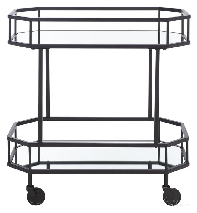 The appearance of Silva 2 Tier Octagon Bar Cart in Black designed by Safavieh in the modern / contemporary interior design. This black piece of furniture  was selected by 1StopBedrooms from Silva Collection to add a touch of cosiness and style into your home. Sku: BCT8004D. Material: Metal. Product Type: Bar Cart. Image1