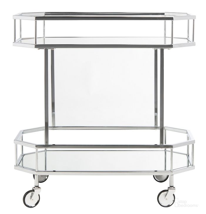 The appearance of Silva Silver/Mirror 2 Tier Octagon Bar Cart designed by Safavieh in the modern / contemporary interior design. This silver piece of furniture  was selected by 1StopBedrooms from Silva Collection to add a touch of cosiness and style into your home. Sku: BCT8004B. Product Type: Bar Cart. Material: Iron. Image1