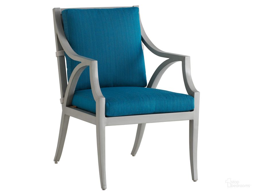 The appearance of Silver Sands Arm Dining Chair designed by Tommy Bahama in the transitional interior design. This silver piece of furniture  was selected by 1StopBedrooms from Silver Sands Collection to add a touch of cosiness and style into your home. Sku: 01-3945-13-40. Material: Aluminum. Product Type: Dining Chair. Image1