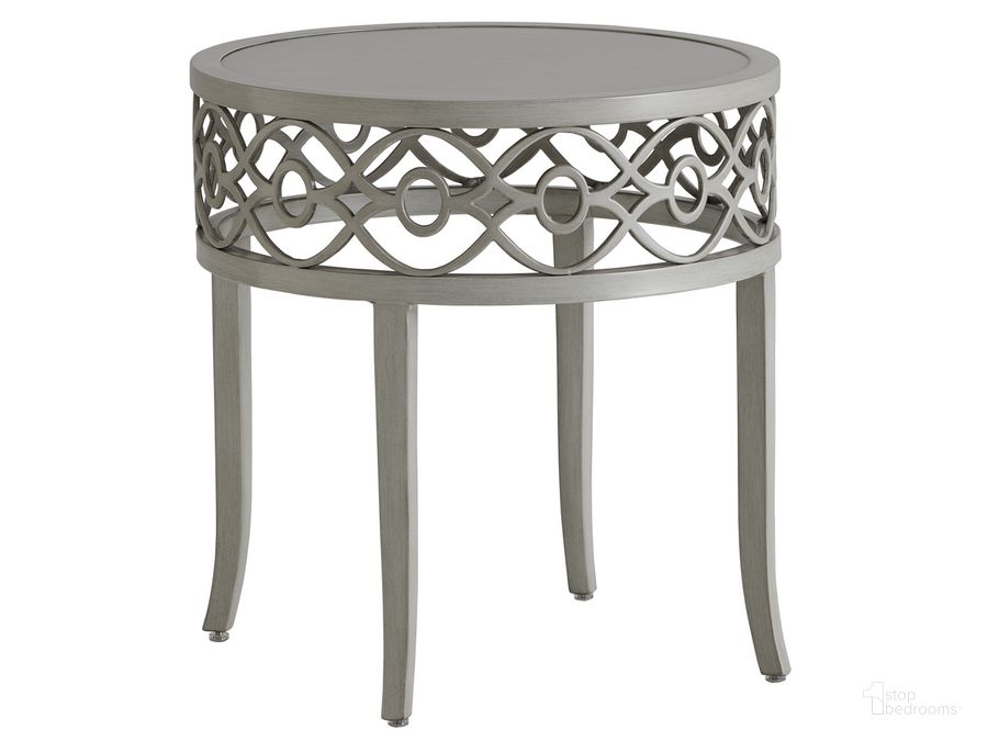 The appearance of Silver Sands End Table 01-3945-957 designed by Tommy Bahama in the transitional interior design. This silver piece of furniture  was selected by 1StopBedrooms from Silver Sands Collection to add a touch of cosiness and style into your home. Sku: 01-3945-957. Material: Aluminum. Product Type: End Table. Image1